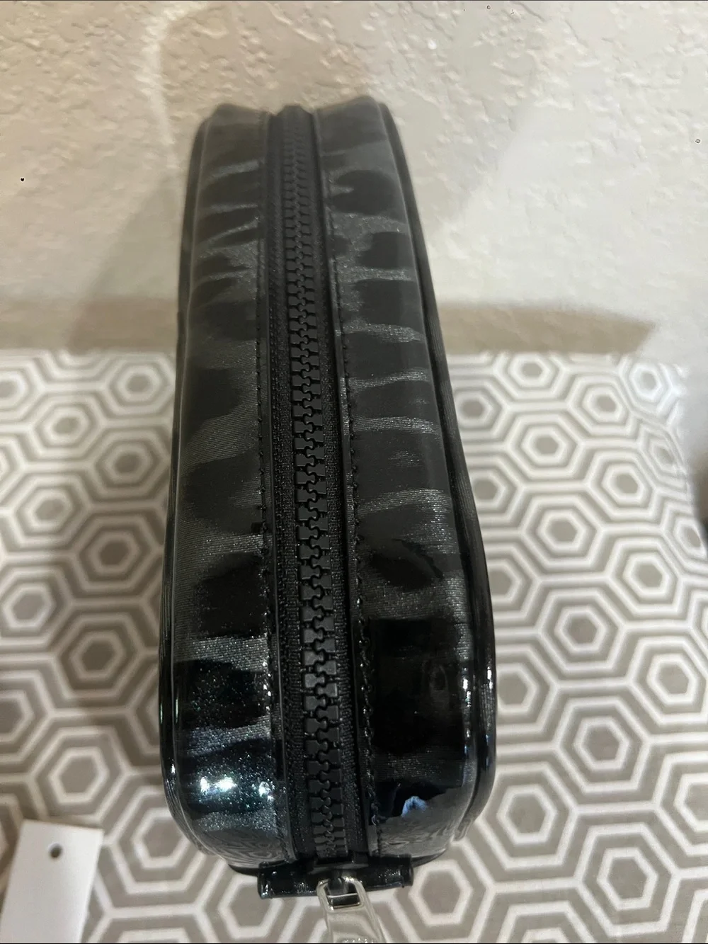 Marc Jacobs Black Leopard Coated Canvas Toiletry Bag